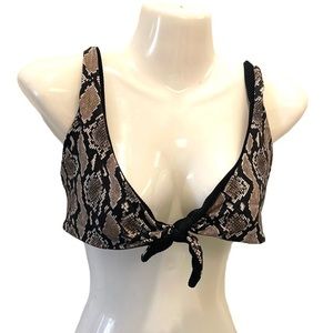 Indah snakeskin & blavk ribbed reversible bikini swimsuit top medium